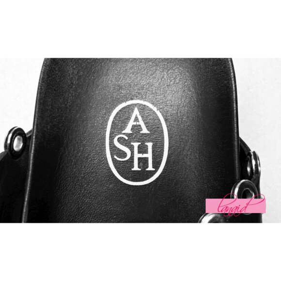 Ash Universe Slide Sandal Black Leather Studded Crystals Birks Flats Edgy Gothic - Picture 15 of 17